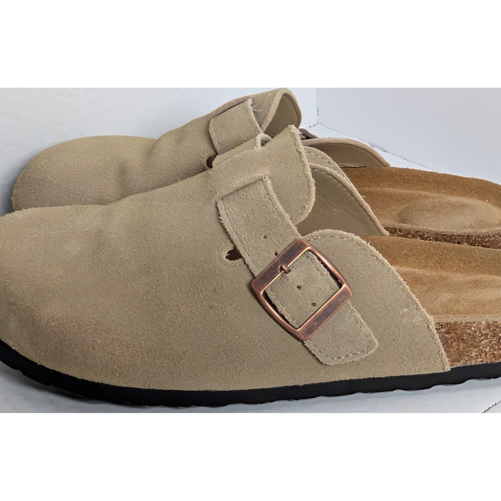 Project Cloud Suede Cork Footbed Clogs Sandals Beige Women's US 8.5